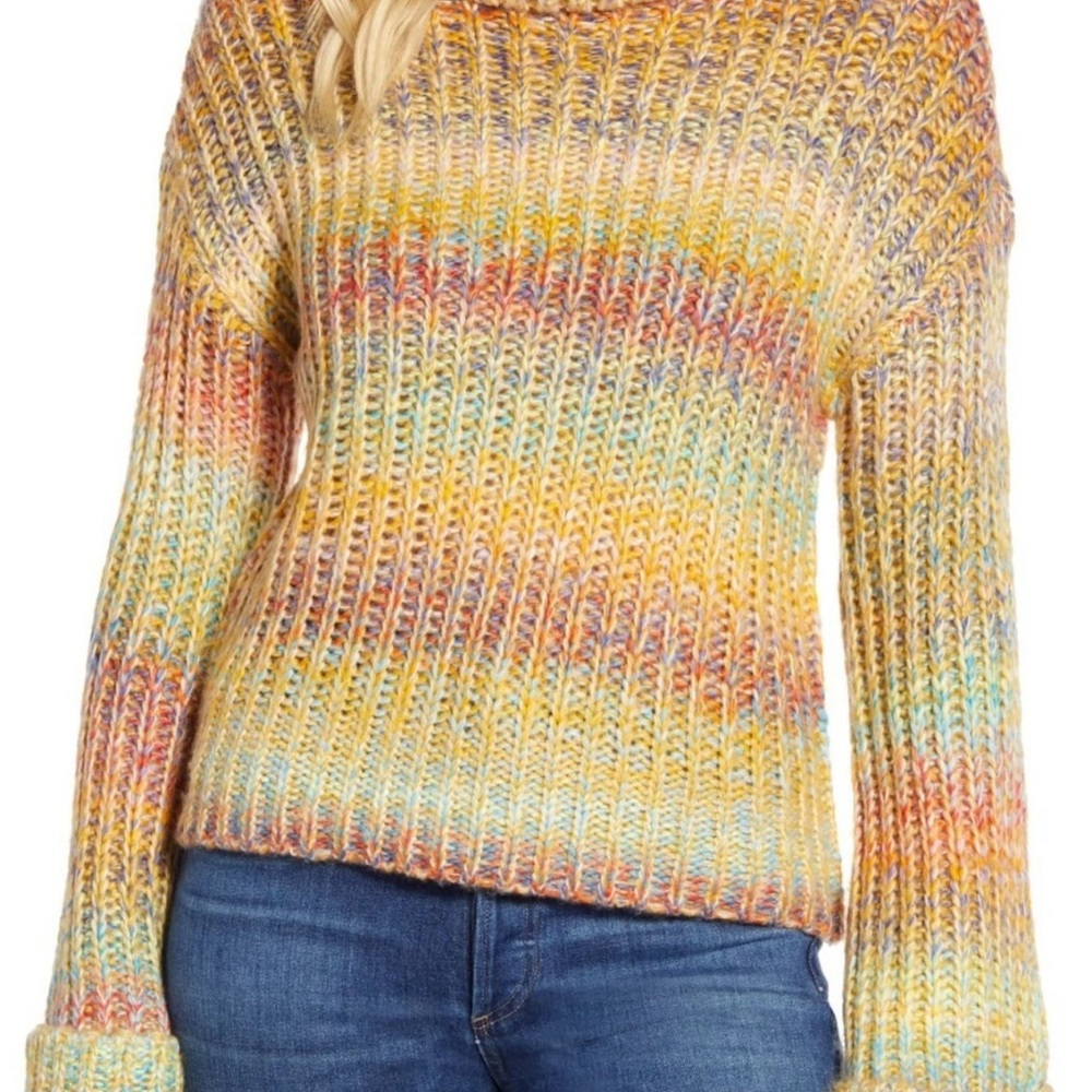 RD Style limited edition oversized Colorful Knit Cowl Neck Sweater